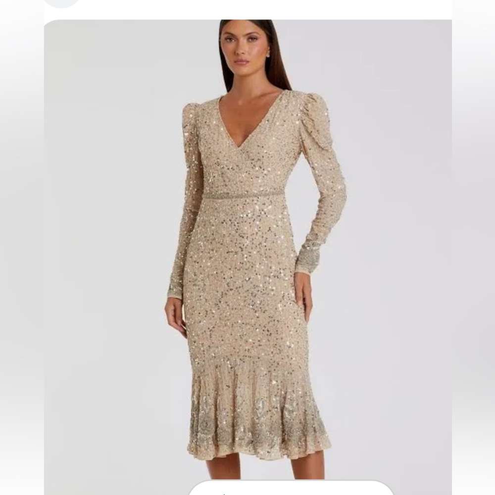 NWT Mac Duggal Sheath Dress in Nude size 8